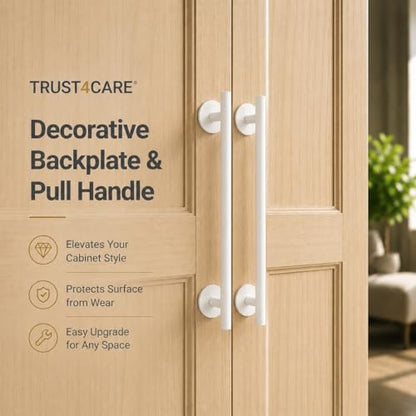 trust4care 4-Pack 2.3" White Backplates of Bifold Closet Door Cabinet Knob - color: White, size: Set of 4