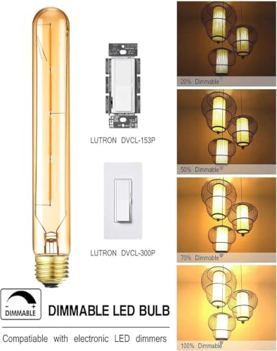 E26 Tubular LED Bulbs 40 Watt Dimmable T10 Led Light Bulbs 2700K Warm White - size: J