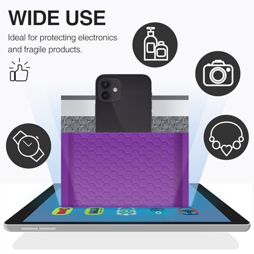 UCGOU Bubble Mailers 6x10" Purple Usable Size 6x9" Padded Envelope 100 Pack - color: Purple, size: 6x10" 100PC