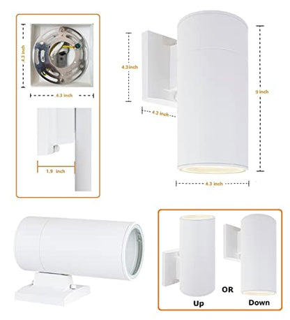 Outdoor Wall Lantern, Waterproof Exterior Lighting Fixture - color: Cylinder (White A)