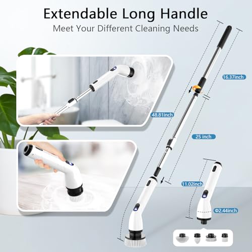 TUYU Electric Spin Scrubber,8 Replaceable Brush Heads for Home - color: Gray