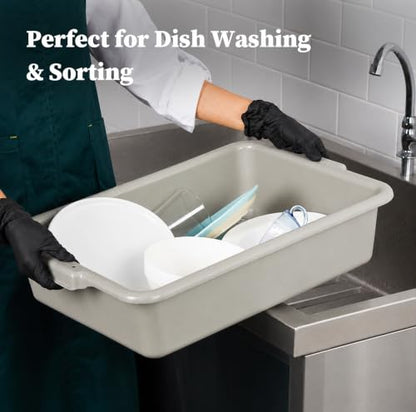 CURTA Bus Tub with Lids 3 Pack, 21"x15"x5" Gray NSF Dish Box - size: 21.06" x 15.35" x 4.92" - With Lid