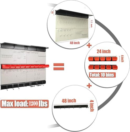 Ultrawall Pegboard Wall Organizer, 48 X 36 inch Garage Storage Pegboard - color: Gray