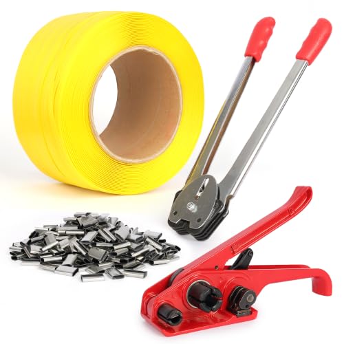 U.S. Solid Heavy Duty Packing Strapping Tensioner Kit, PP Pallet Sealer - color: yellow