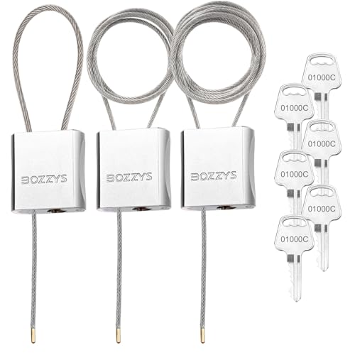 Adjustable Cable Locks with 6 Same Keys, 3-Pack, Silver - color: silver | 3pack(1.15ft,3.28ft,6.56ft)/set-6 same keys | Dia 1/6in(4mm)