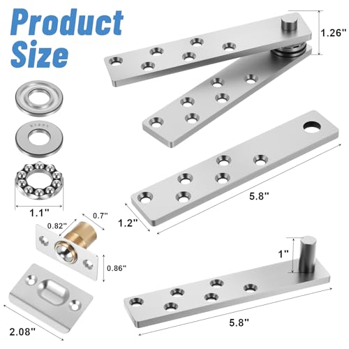 Pivot Hinge Heavy Duty mupy Door Hardware kit for Max 200Lb Wood Doors Hidden Door Hinge for Secret Doors360 Degree Rotation,Pivot Doorss Hardwares,Invisible Pivots Hardware for Bookshelf