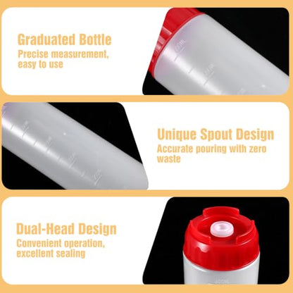 Grevosea 2 Pcs 24 oz Inverted Squeeze Bottles, Valve Condiment Dispenser - color: Red, size: 24 Ounces