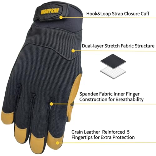 Work Gloves, Multi-Purpose Safety Glove, Black+Yellow, Medium - color: Black+yellow-2, size: Medium