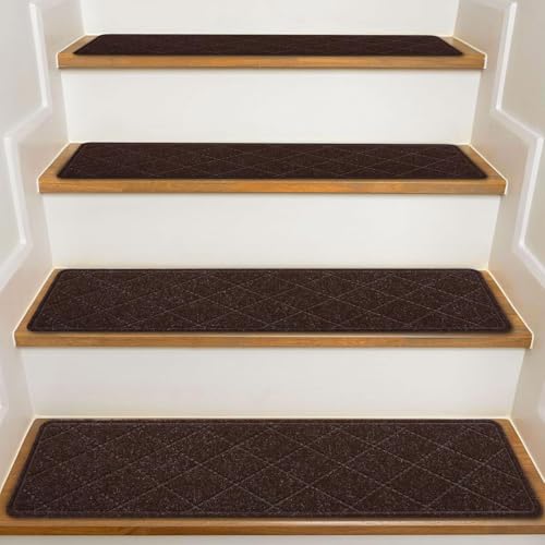 Stair Treads for Wooden Steps Indoor, KOOTETA 15 Pack 9" X 36" Non Slip - color: Brown, size: 9" x 36"