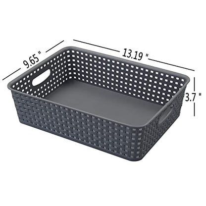 4 Packs Plastic Storage Basket Tray, Shallow Paper Basket, Gray - color: Flat Grey