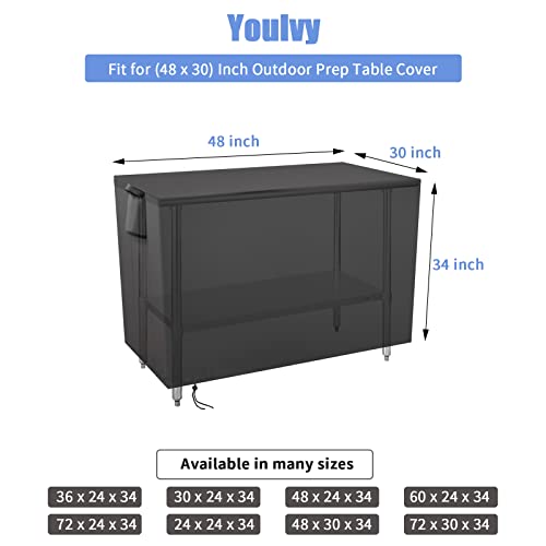 Outdoor Prep Table Cover for Metal BBQ Cart Table, 48x30x35 Inch - size: 48" x 30" x 35"