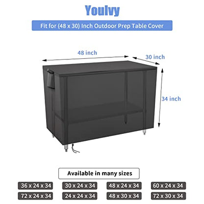 Outdoor Prep Table Cover for Metal BBQ Cart Table, 48x30x35 Inch - size: 48" x 30" x 35"