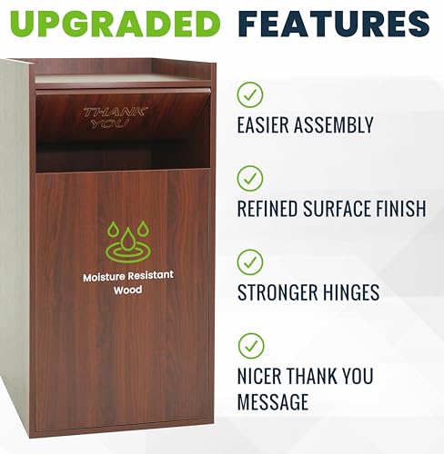 Alpine Restaurant Trash Can Cabinet - Commercial Trash Can 40 Gallon, Garbage Receptacle Indoor with Tray Holder for Restaurants, Cafeterias (Mahogany) - color: Mahogany