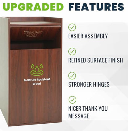 Alpine Restaurant Trash Can Cabinet - Commercial Trash Can 40 Gallon, Garbage Receptacle Indoor with Tray Holder for Restaurants, Cafeterias (Mahogany) - color: Mahogany