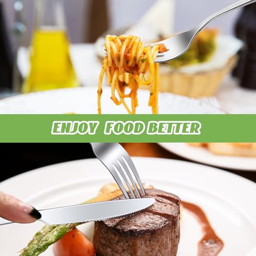 Nuenen 100 Pcs Stainless Steel Forks and Knives, Silver 8.4" 7.1" - color: Silver, size: 8.4 Inches, 7.1 Inches