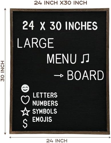 Large Felt Letter Board 24x30 Inch with 748 letters, Menu Board Letter, Felt Board Message Board, Changeable Letter Board Black Letter Board Sign Restaurant, Office, Barnwood Frame Letterboard - color: Oak