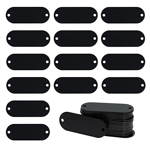 Aluminum Engraving Blanks Tags Stamping Blanks Tags with 2 Holes 25 Pack (Black) - color: Black