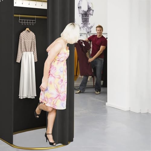 Clothing Store Fitting Room with Shading Curtain, Portable Temporary Mobile Privacy Protection Dressing Room, Foldable Mall Simple Changing Room and Temporary Mobile Room, 200x100x95cm (Black) - color: Black