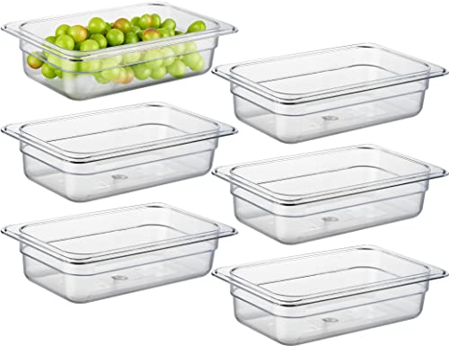 CURTA 6-Pack 1/4 Size 2.5" Deep NSF Polycarbonate Food Pans | Dishwasher & Freezer Safe Clear Container for Prep Tables, Buffet, Salad Bar, Commercial & Home Kitchen - color: 1/4 Size, size: 2-1/2" Deep