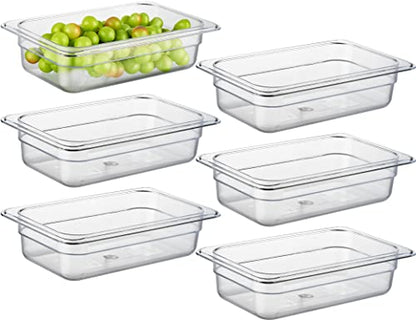 CURTA 6-Pack 1/4 Size 2.5" Deep NSF Polycarbonate Food Pans | Dishwasher & Freezer Safe Clear Container for Prep Tables, Buffet, Salad Bar, Commercial & Home Kitchen - color: 1/4 Size, size: 2-1/2" Deep