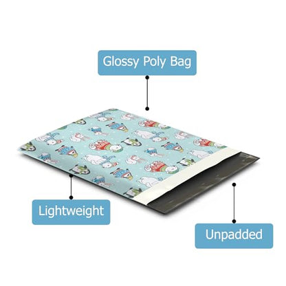 12x15 (50) Winter Animals Christmas Designer Poly Mailers Self Sealing Waterproof Shipping Envelopes Holiday Premium Printed Bags For Small Businesses - color: Winter Animals, size: 12x15