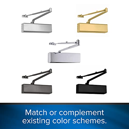 Lawrence Medium/Heavy Duty Door Closer Commercial Grade 1 - Surface-Mounted Commercial Automatic Door Closer with Adjustable 6-Speed Control and 3 Valves - Embassy Series LH5016 - style: Painted Brass (PB)