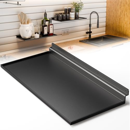 1 Pack Slatwall Shelves,17X8 Inch Large Slat Wall Shelves,Heavy Duty Slatwall Accessories,Black Metal Wall Shelve for Retail Display Shelves,Garage Organize,Home Storage - color: Black- 1 Set
