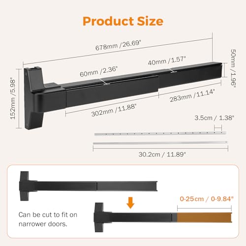 BEAMNOVA Vertical Rod Panic Bar Exit Device Door Push Bar, 27.5 Inch Black - color: Black, size: 27.5 inch