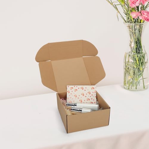 8x8x4 inch Cardboard Shipping Boxes, Set of 6 Gift Boxes, Brown - color: Brown, size: 8x8x4 inch 6 Pack