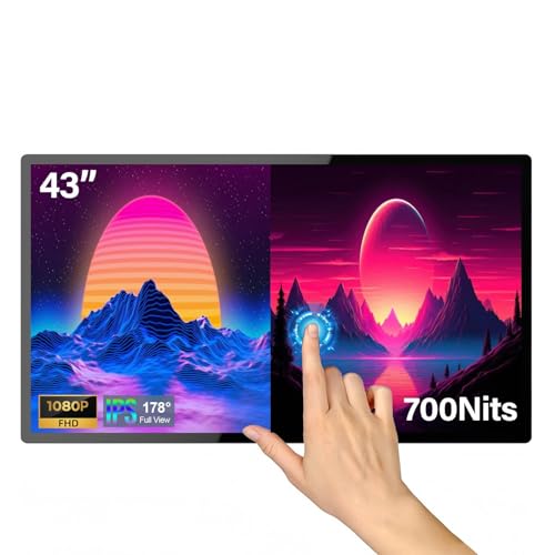 43inch Touchscreen Digital Display, 700nit High Brightness Digital Signage, CMS/U-Disk Plug&Play, Slim Fit Frameless LCD Monitor, Smart Split Screen, 24/7 Timer Switch, Built-in Speaker - size: 43" 700nits Touchscreen