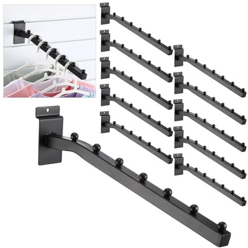 Blulu 10 Pcs 7 Ball Slatwall Waterfall Hook 13.8'' Metal Slat Wall, Black - color: Black