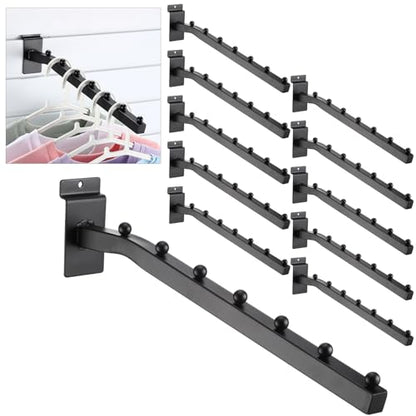 Blulu 10 Pcs 7 Ball Slatwall Waterfall Hook 13.8'' Metal Slat Wall, Black - color: Black