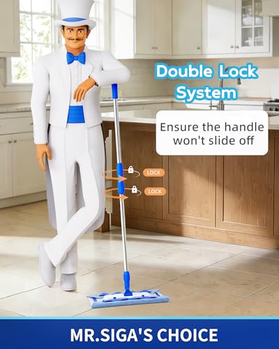MR.SIGA Professional Microfiber Mop for Hardwood, Laminate Floor Cleaning - color: Blue