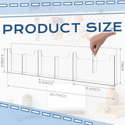 Sherr Acrylic Wall Mount Brochure Holder, 6 Pockets, Adjustable, 26.7''x7'' - size: 26.7'' x 7''