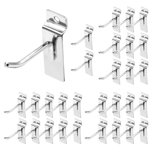 30Pcs 2 Inch Silver Slatwall Panel Hooks, Heavy Duty Slat Wall Hanging Display Hooks Pegboard Metal Hanger Hook for Gridwall Garage Shop Retail - color: Silver, size: 2 Inch