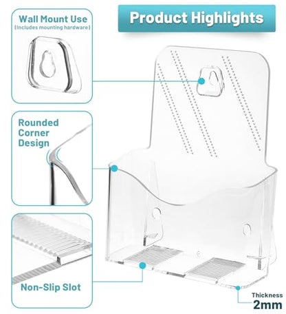 2-Pack Clear Acrylic 6 x 9 Bifold Brochure Holders, Wall or Countertop Use - size: 6 x 9 Inch