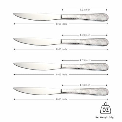 Enhanced Grip Steak Knives Set of 6 - Professional Textured Handle Design for Superior Control, Dishwasher Safe,18/0 Stainless Steak