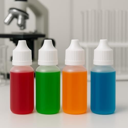5 PCS (4 Bottles + 1 Funnel) 15ml (0.5oz) Small Empty Plastic Dropper Bottles, White Eye Liquid Dropper Bottles, Squeezable & Portable Travel Containers for Eye Drops, Refillable with Cap and Plug