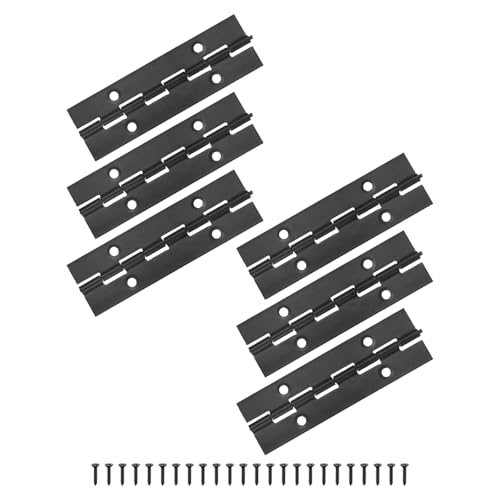 M METERXITY 6-Pack Piano Hinges, 4 Inch / 100mm 304 Stainless Steel Continuous Piano Hinge with Holes and Screws for Cabinets Door/Storage Box [1.2X 0.04/ 30x 1mm Open Width Thick, Black] - size: 4 Inch