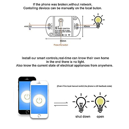 16A Inline WiFi Smart Switch Relay, 120V Smart Life Wireless Module - style: 16A 2 Pcs.