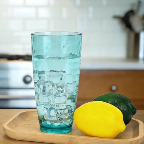 26-Ounce Plastic Tumblers (Set of 6), Reusable Plastic Mugs, BPA-Free Acrylic to Drink Mugs, Shatter Resistant, Textured Interior, Dishwasher Safe (Cyan, 26 Ounce) - color: Cyan, size: 26 Ounce