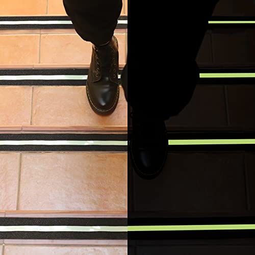 COSIMIXO 2" x 16.5FT Anti Slip Tape with Glow in The Dark Stripe,Premium Grip Tape Non Slip Stair Treads Tape,Non Skid Tape, High Traction Adhesive for Stairs Step Black/Green - color: Black/Green, size: 2Inch x 16.5Ft