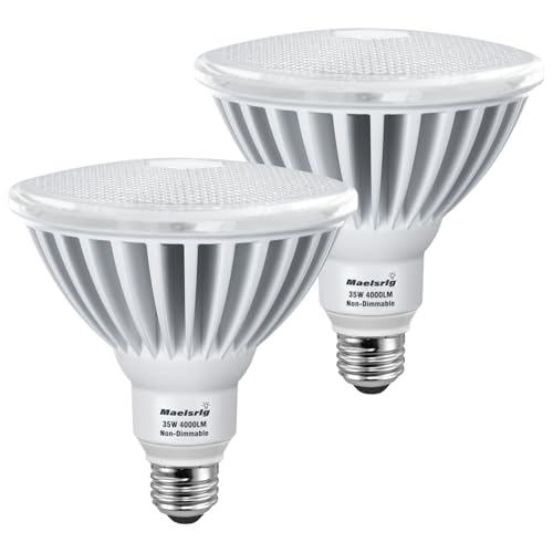 Maelsrlg PAR38 LED Flood Light Bulbs, 300W Equivalent, Indoor Outdoor Flood Light Bulb, Daylight 5000K, Waterproof, 35W 4000LM, Non-Dimmable, 2-Pack