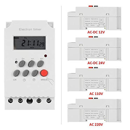 30A Digital Timer Switch Programmable Electronic Time Control 7 Day Heavy Duty Digital Programmable Timer(AC 220V)