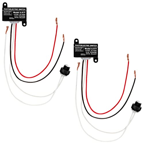 OhLectric Photoelectric Sensor - 120V Mini Flush Mount Photoelectric Switch - 600W Tungsten Rating - UL Listed & Weatherproof - Dusk to Dawn Photocell Sensor for Outdoor Lighting, Pack of 2 - OL-45170 - size: 120V Mini Flush Mount