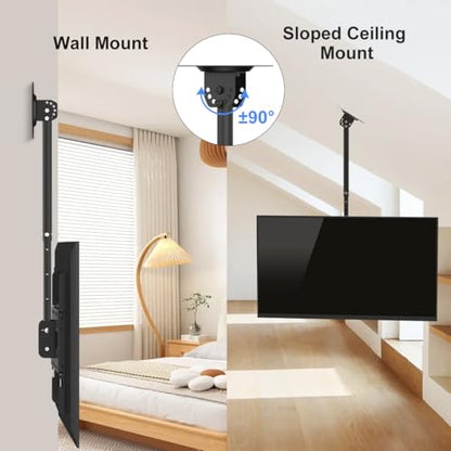 Suptek Ceiling TV Wall Mount Fits 37-75 inch LCD LED Plasma Monitor Flat Panel Screen Display with VESA 600x400 (Max) Loaded up to 132lbs Height Adjustable MC5602 - size: Max 75" TV