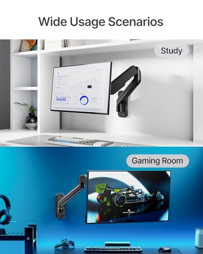 monTEK Single Monitor Wall Mount, Full Motion Spring Arm for 17-32" Screen - style: Single Arm