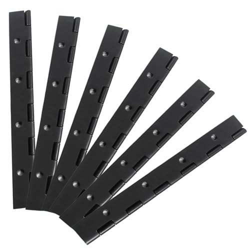 Hordion 6Pcs 8" Piano Hinge Heavy Duty Black Continuous Hinge 0.04" Thick