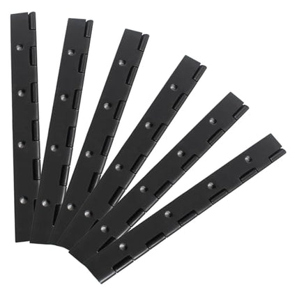 Hordion 6Pcs 8" Piano Hinge Heavy Duty Black Continuous Hinge 0.04" Thick