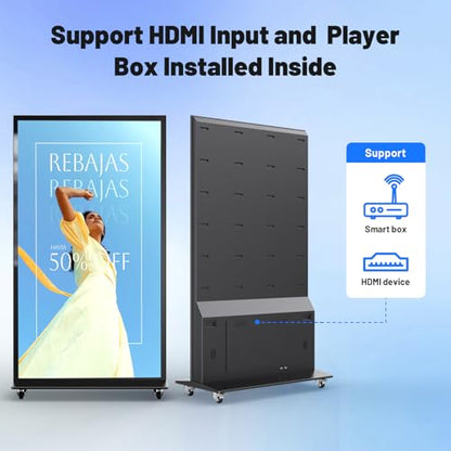 75 Inch Full Screen Indoor Floor Stand Digital Signage Kiosks Android 11 System 2GB+32GB LCD Poster Display With WiFi/HDMI/USB Input Auto Media Player, 4K UHD&CMS Remote Management for Retail Business - size: 75 Inch